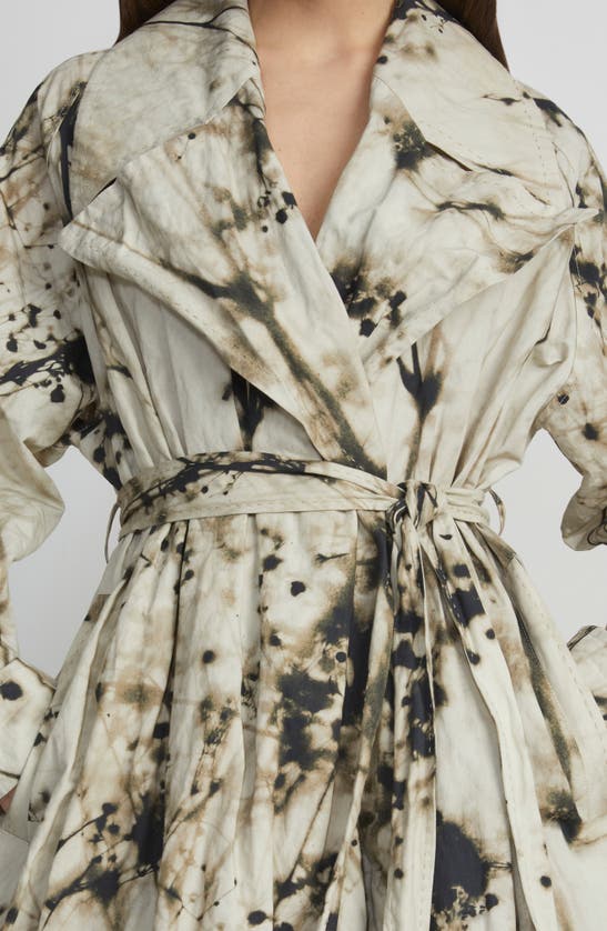 Shop Lafayette 148 New York Floral Print Belted Trench Coat In Plaster Multi