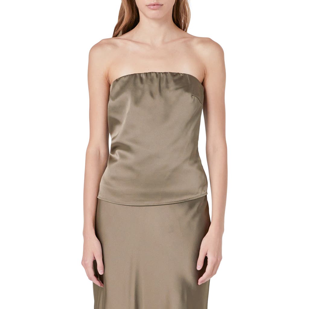 Endless Rose Strapless Satin Top In Espresso