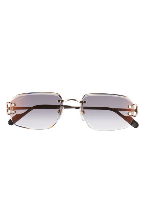 Cartier 58mm Rectangular Sunglasses in Gold 1 at Nordstrom