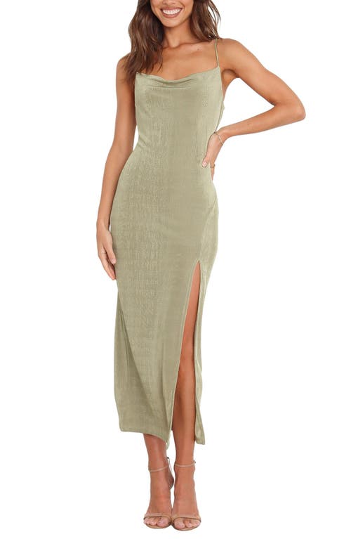 Petal & Pup Diani Cowl Neck Midi Slipdress Olive at Nordstrom,