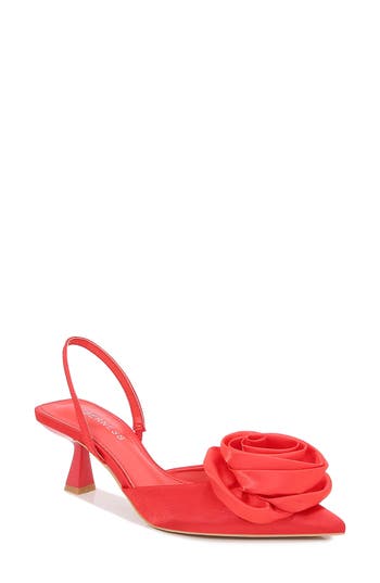 Shop Berness Camellia Flower Slingback Pump In Red