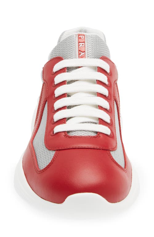 Shop Prada America's Cup Sneaker In Scarlatto/argento