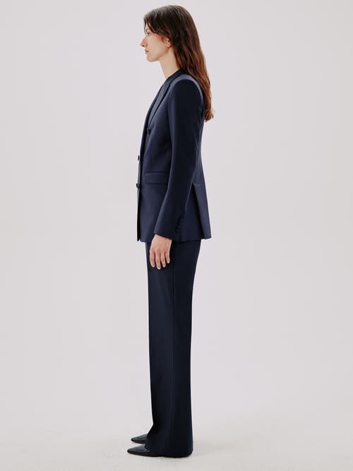 Another Tomorrow Double Breasted Jacket In Navy