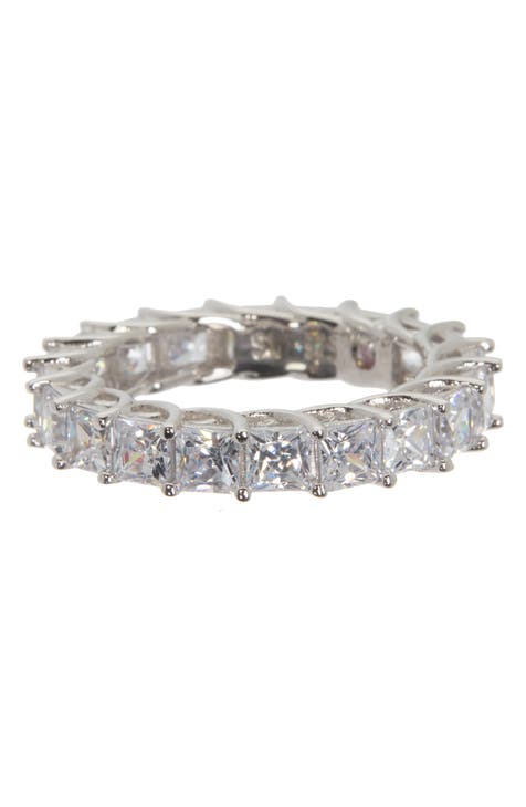 Sterling Silver & Square Sapphire Eternity Ring