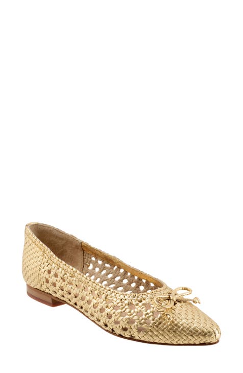 flat pointy women shoes gold | Nordstrom