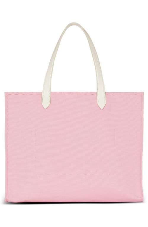 Balmain B Army Medium Logo Canvas Shopper Tote Bag In O32 Salmon/multi