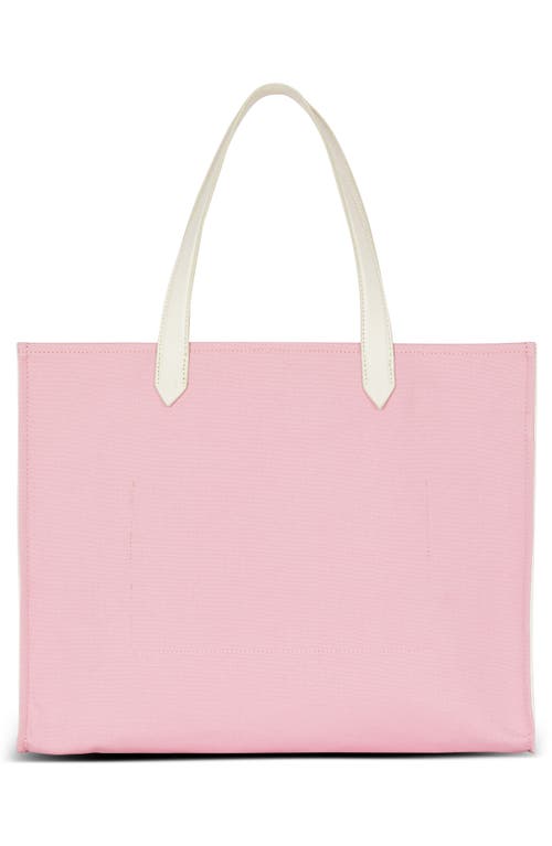 Shop Balmain Medium B-army Logo Canvas Shopper Tote In O32 Salmon/multi