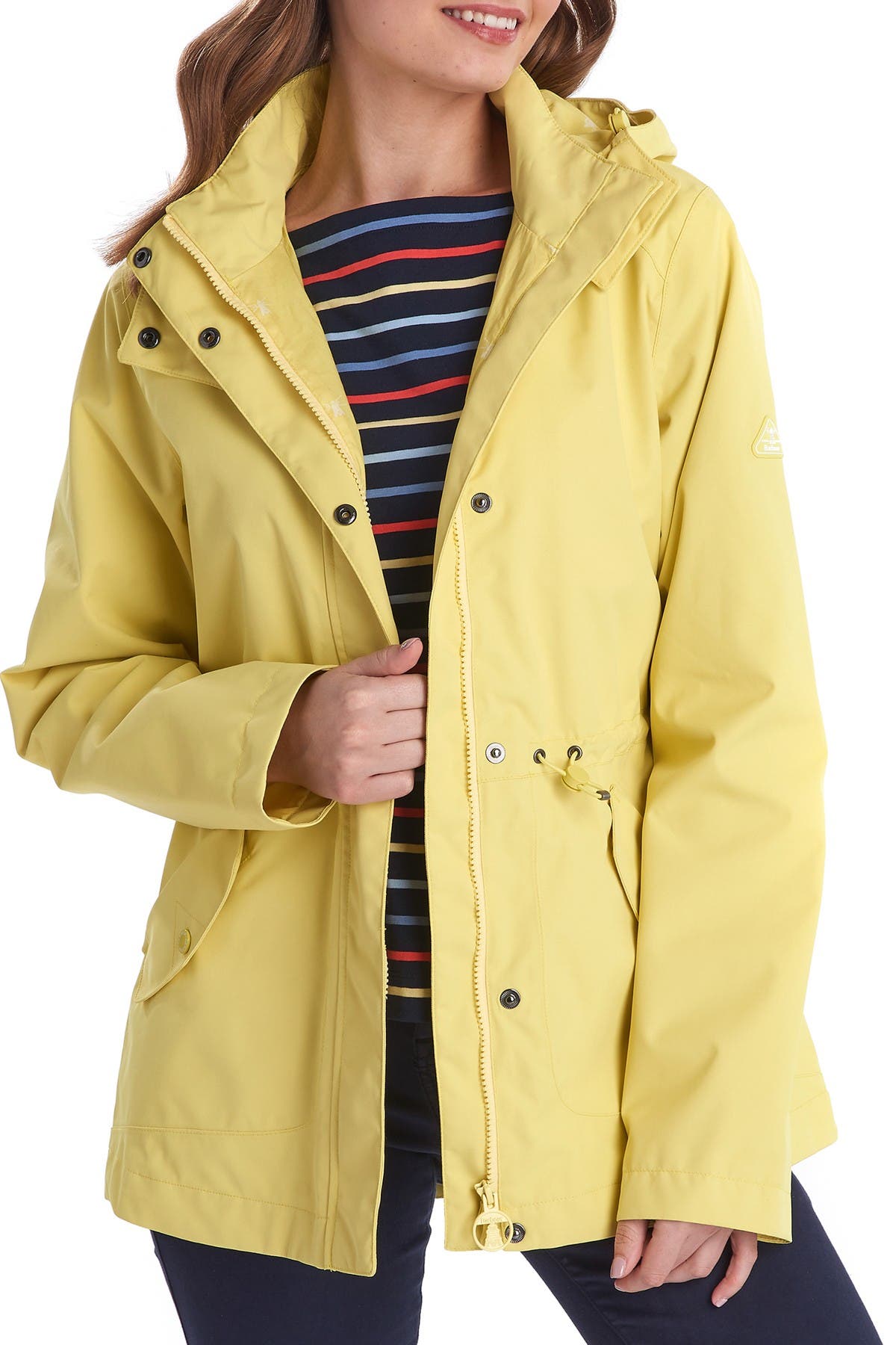 yellow barbour rain jacket