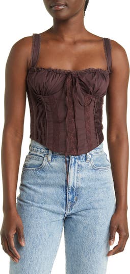 Clothing : Tops : 'Gini' Rich Brown Lack Back Corset