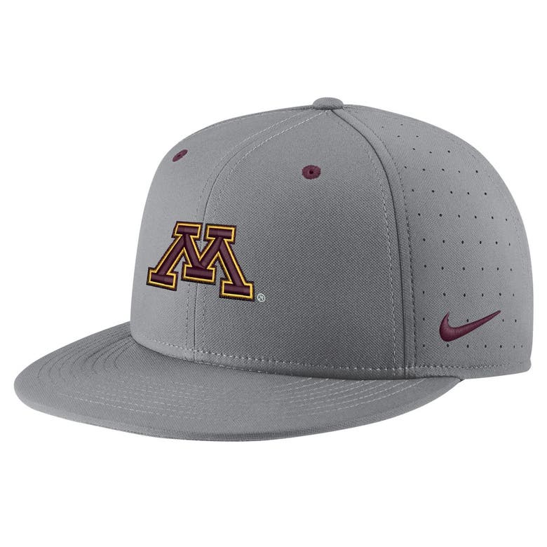 Shop Nike Gray Minnesota Golden Gophers Usa Side Patch True Aerobill Performance Fitted Hat