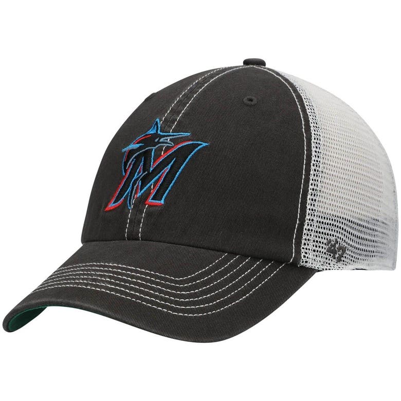 47 ' Graphite/white Miami Marlins Trawler Clean Up Trucker Snapback Hat ...