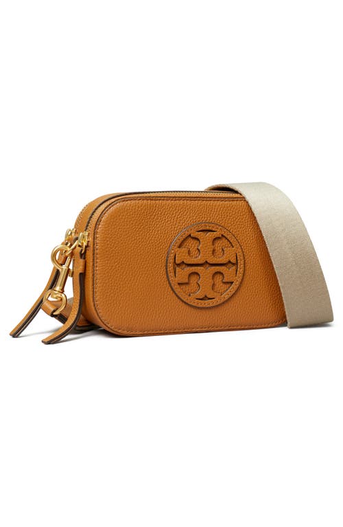 Shop Tory Burch Mini Miller Leather Crossbody Bag In Classic Chestnut