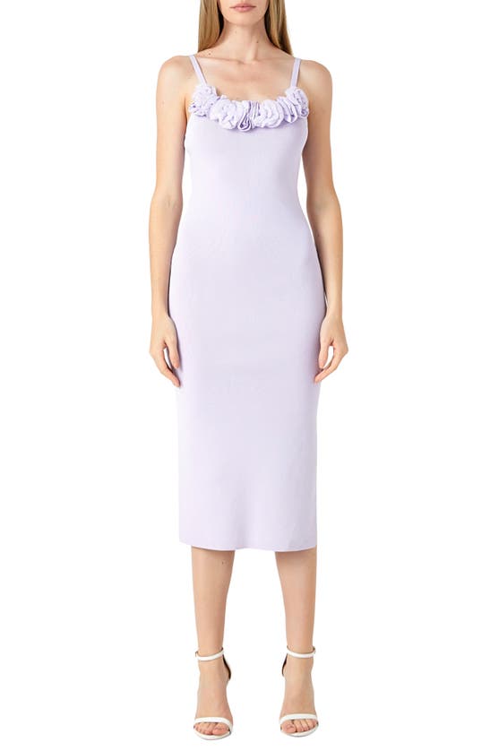 Shop Endless Rose Rosette Detail Body-con Midi Dress In Lavender