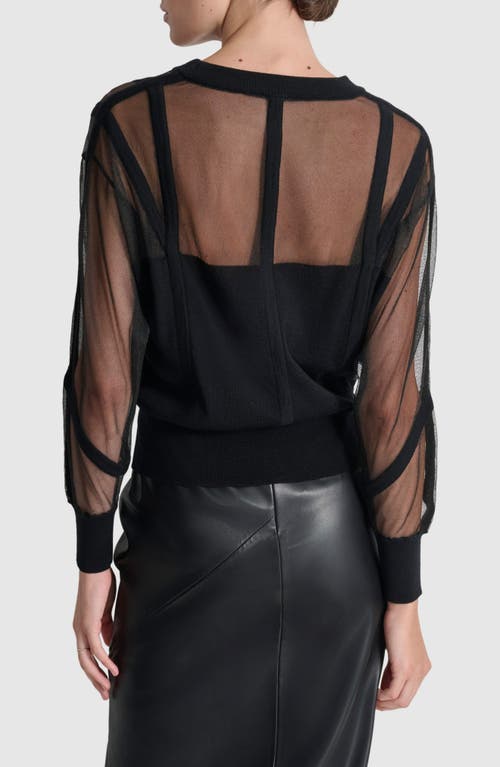 Shop Dkny Seam Detail Sheer Sweater In Black