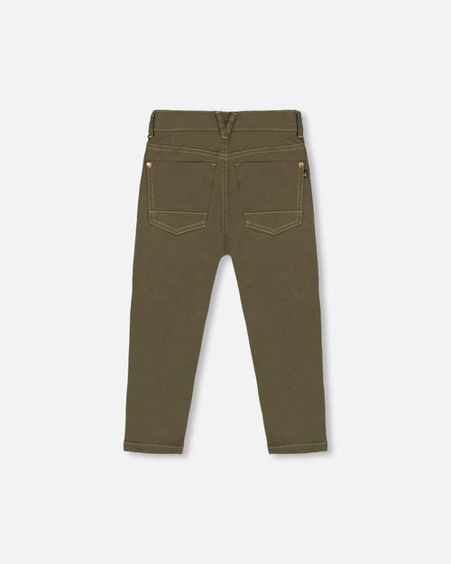 Shop Deux Par Deux Little Boy's Stretch Twill Straight Leg Pants Khaki Green In Olive Night