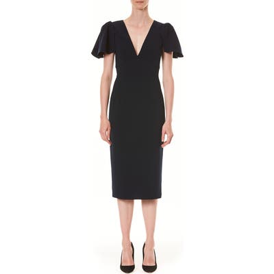 Carolina Herrera Ruffle Sleeve Sheath Dress, Black