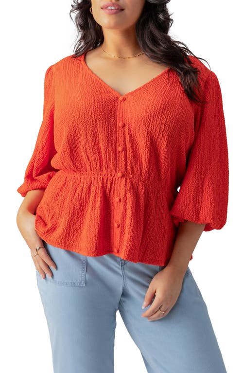 Shop Sanctuary Textured Peplum Top In Spicy Orange