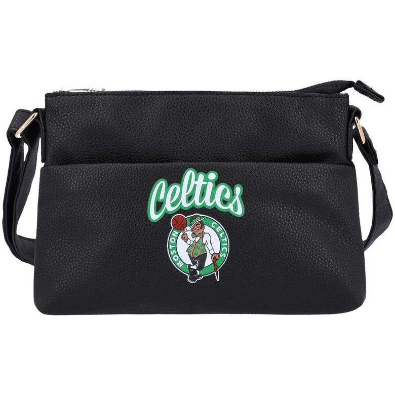 Foco Boston Celtics Logo Script Crossbody Handbag In Black