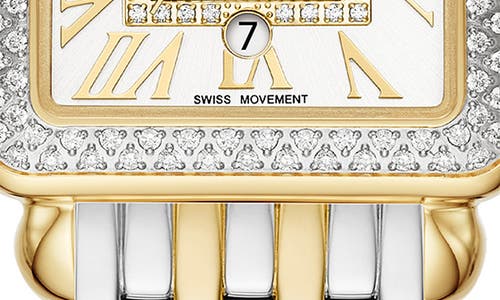 Michele Deco Madison Mid Two-tone Diamond-dial Watch In Gold/silver