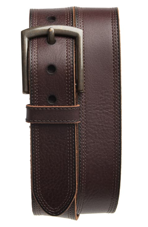 38mm Triple Stitch Leather Strap Belt