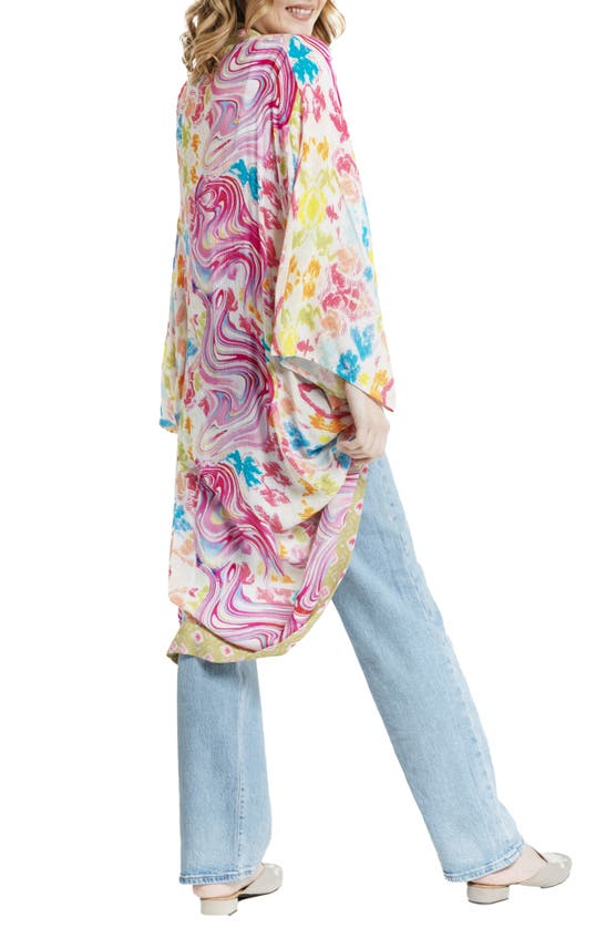 Saachi Mix Print Ruana In Pink Multi