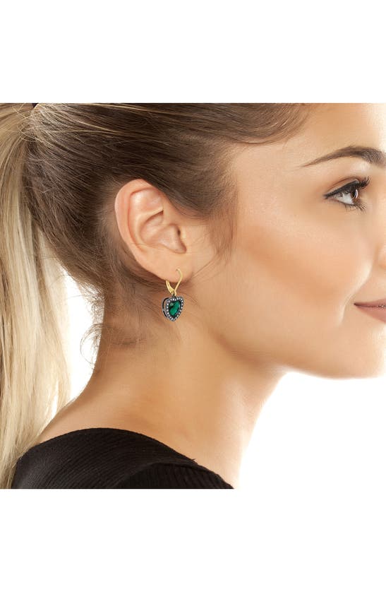 Shop Kurt Geiger London Heart Halo Drop Lever Back Earrings In Green