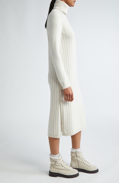 Shop Eleventy Long Sleeve Virgin Wool & Cashmere Turtleneck Sweater Dress In Sand