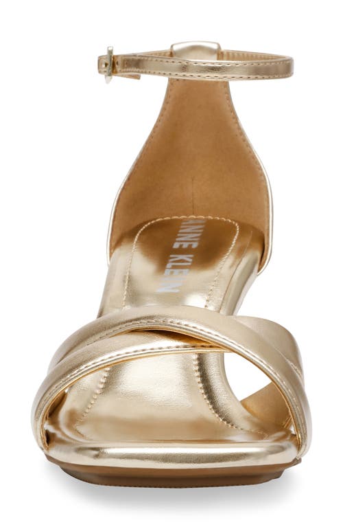 Shop Anne Klein Joss Ankle Strap Kitten Heel Sandal In Light Gold