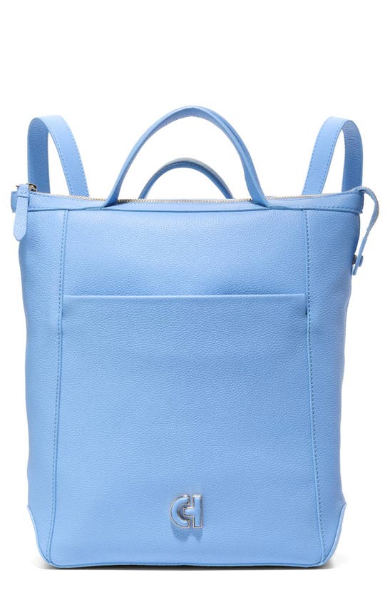 Shop Cole Haan Small Grand Ambition Leather Convertible Luxe Backpack In Vista Blue