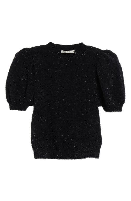 Alice And Olivia Alice + Olivia Ciara Metallic Puff Sleeve Sweater In Black