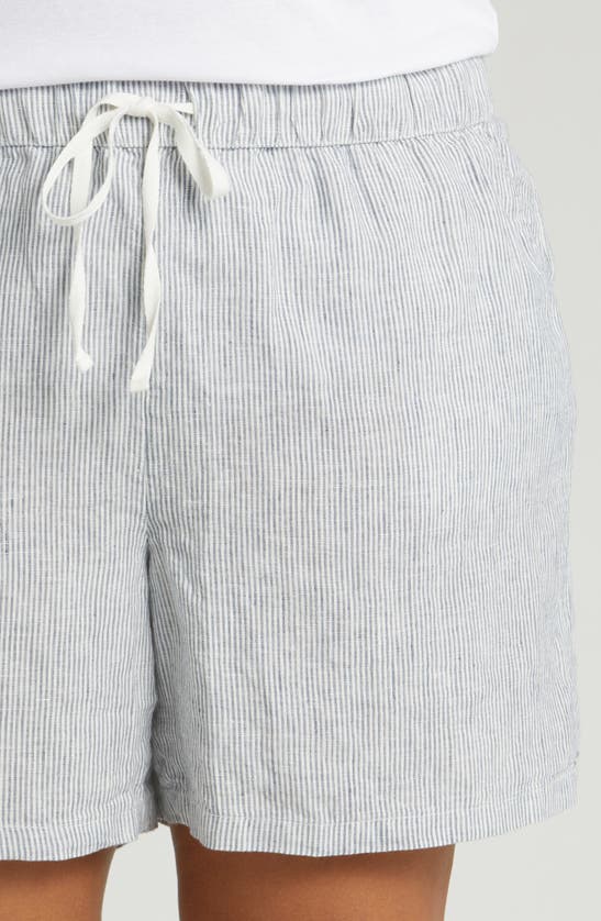 Shop Caslon (r) Stripe Linen Drawstring Shorts In Blue Vintage Leah Stripe