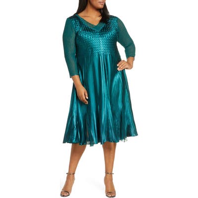 Plus Size Komarov Beaded V-Neck Cocktail Dress, Green