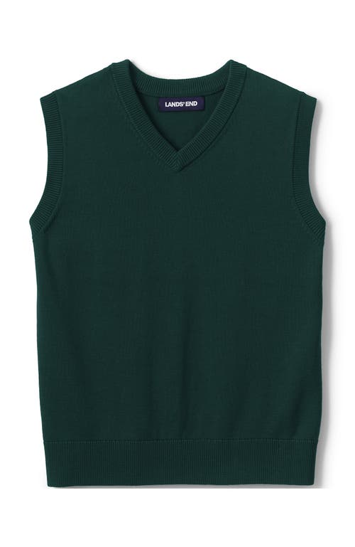 Shop Lands' End School Uniform Kids Cotton Modal Fine Gauge Sweater Vest In Evergreen