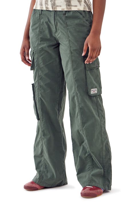 Eve Y2k Olive Green Cargo Flare Pants