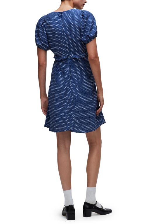 Madewell Polka Dot Puff Sleeve Ruffle Minidress In Curfew