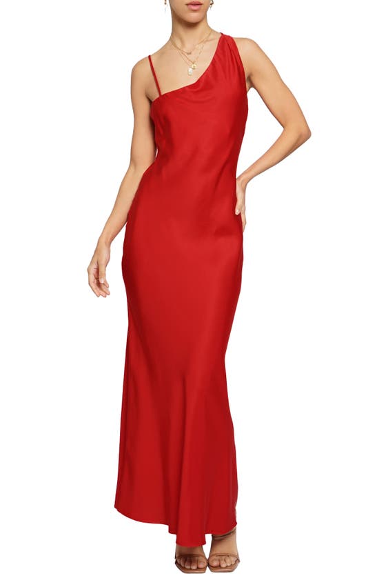 Shop Know One Cares Asymmetric Bias Cut Maxi Dress In Red