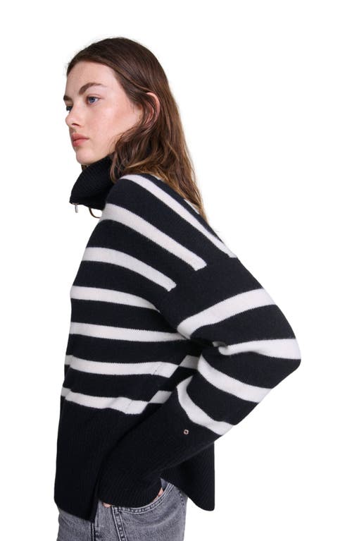 MAJE MAJE STRIPE PRINT HIGH-NECK SWEATER 