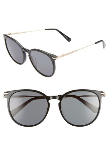 Shop Longchamp Roseau 54mm Round Sunglasses In Black/green