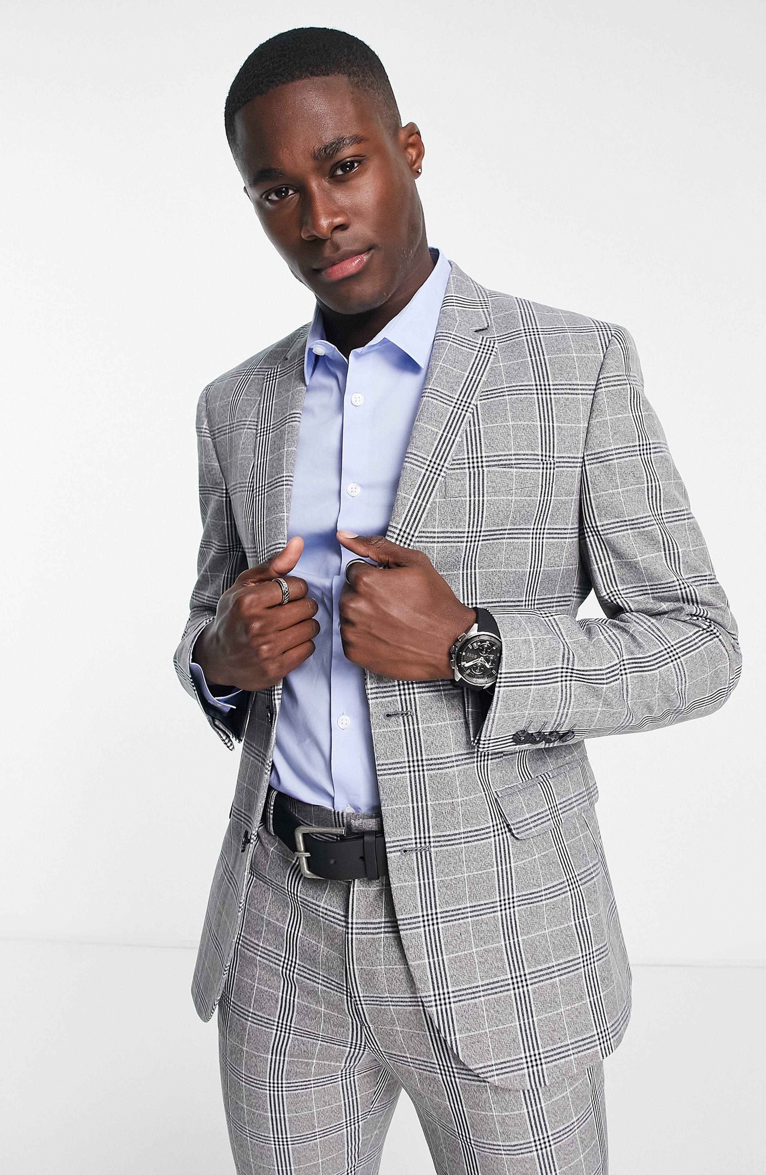 mens grey skinny fit suit