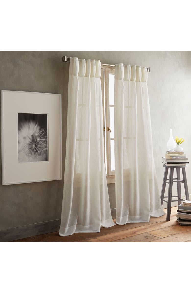 DKNY Paradox Inverted Pleat Back Tab Set of 2 Window Panels, Main, color, IVORY