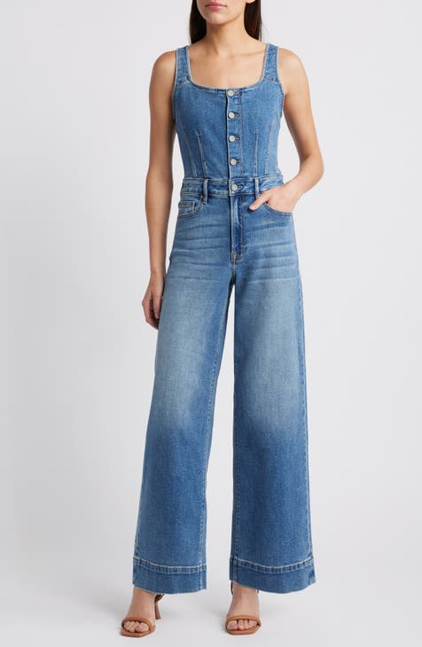 Denim romper pants best sale