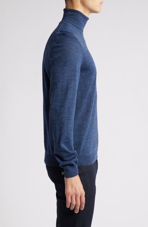 Shop Hugo Boss Boss Musso Virgin Wool Turtleneck Sweater In Bright Blue