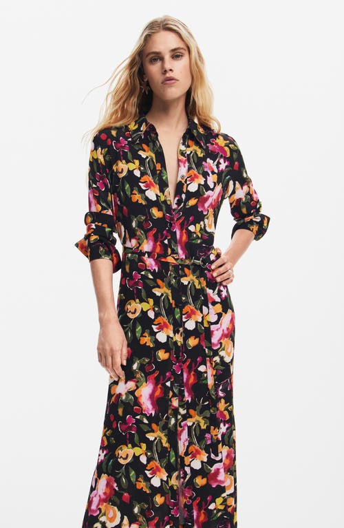Desigual Floral Shirt Dress In Red