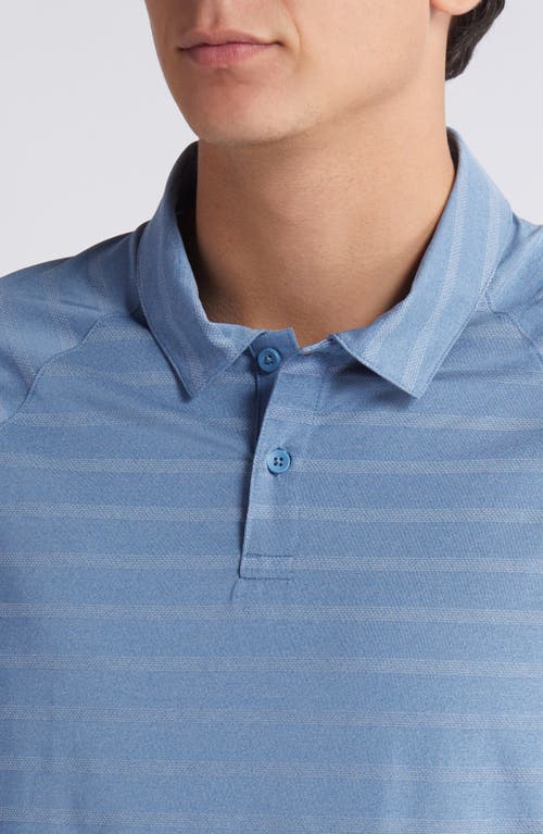 Shop Zella Stripe Performance Court Polo In Blue Coronet