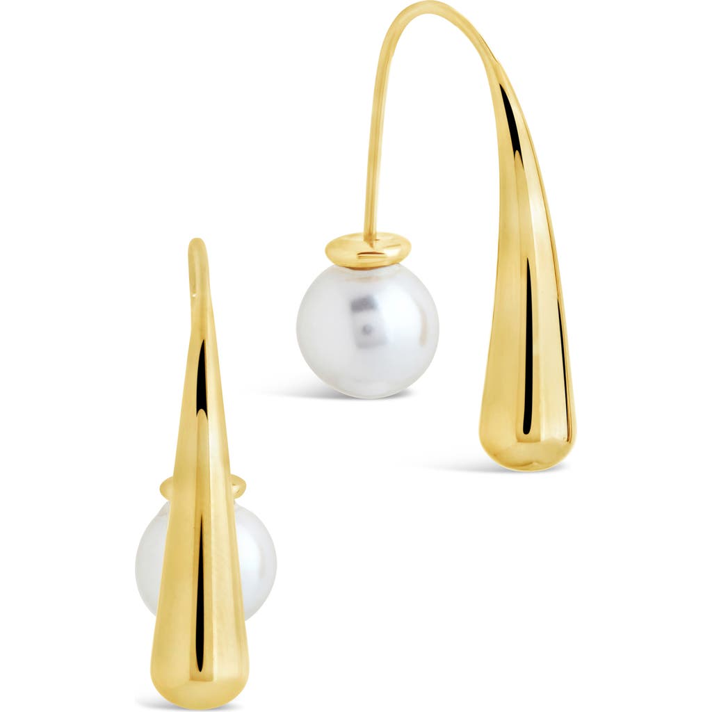 Sterling Forever Heidi Faux Pearl Threader Earrings In Gold