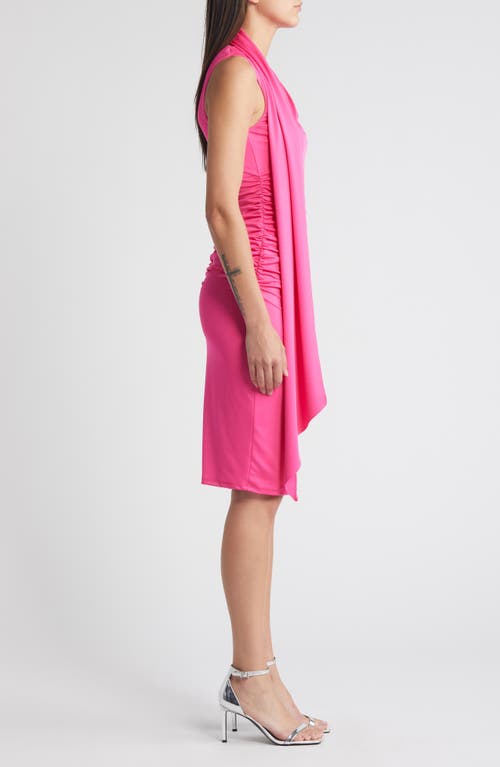 Shop Black Halo Enola Ruched Shoulder Drape Dress In Fuchsia Pop