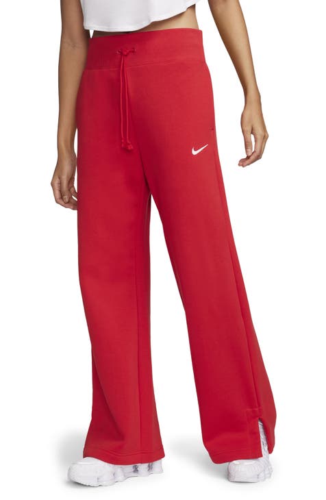 Womens Work Pants Red High Waisted Wide Leg Pants Womens Trousers