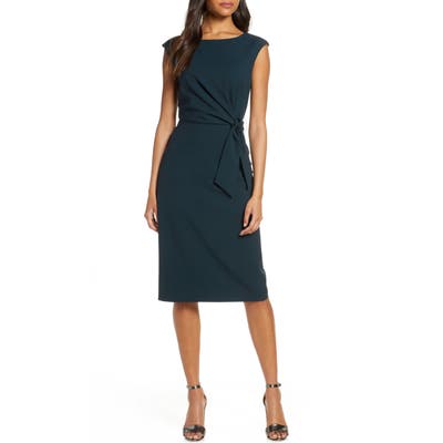 Tahari Cap Sleeve Crepe Sheath Dress, Blue/green
