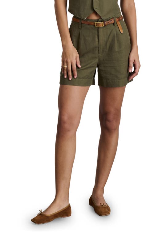 Alex Mill Pleated High Waist Twill Shorts in Puglia Olive at Nordstrom, Size 4