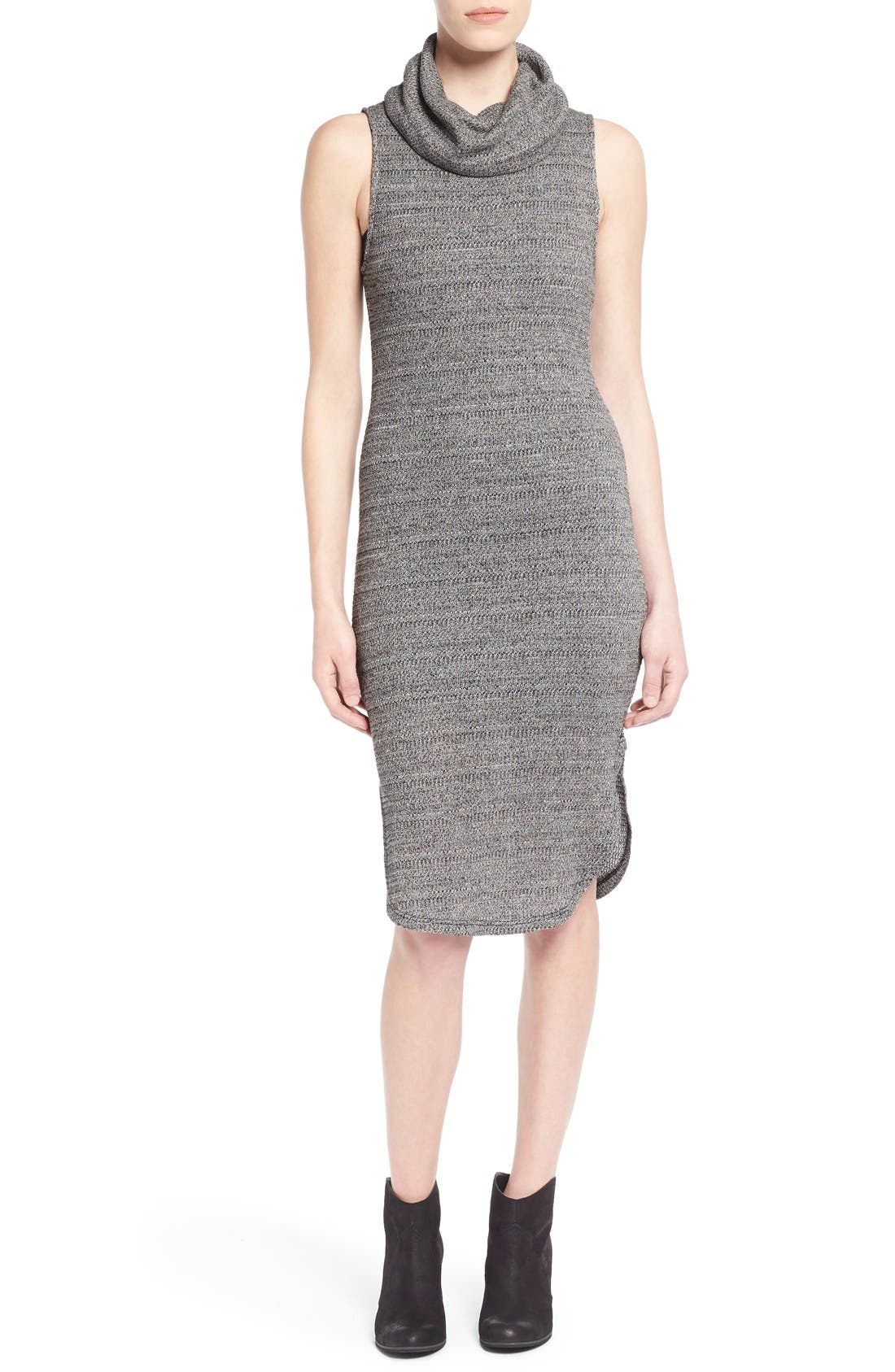 sleeveless turtleneck sweater dress